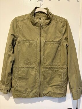 Women’s J. Crew 100% Cotton Olive Green Zip-Front Utility Jacket Size Small